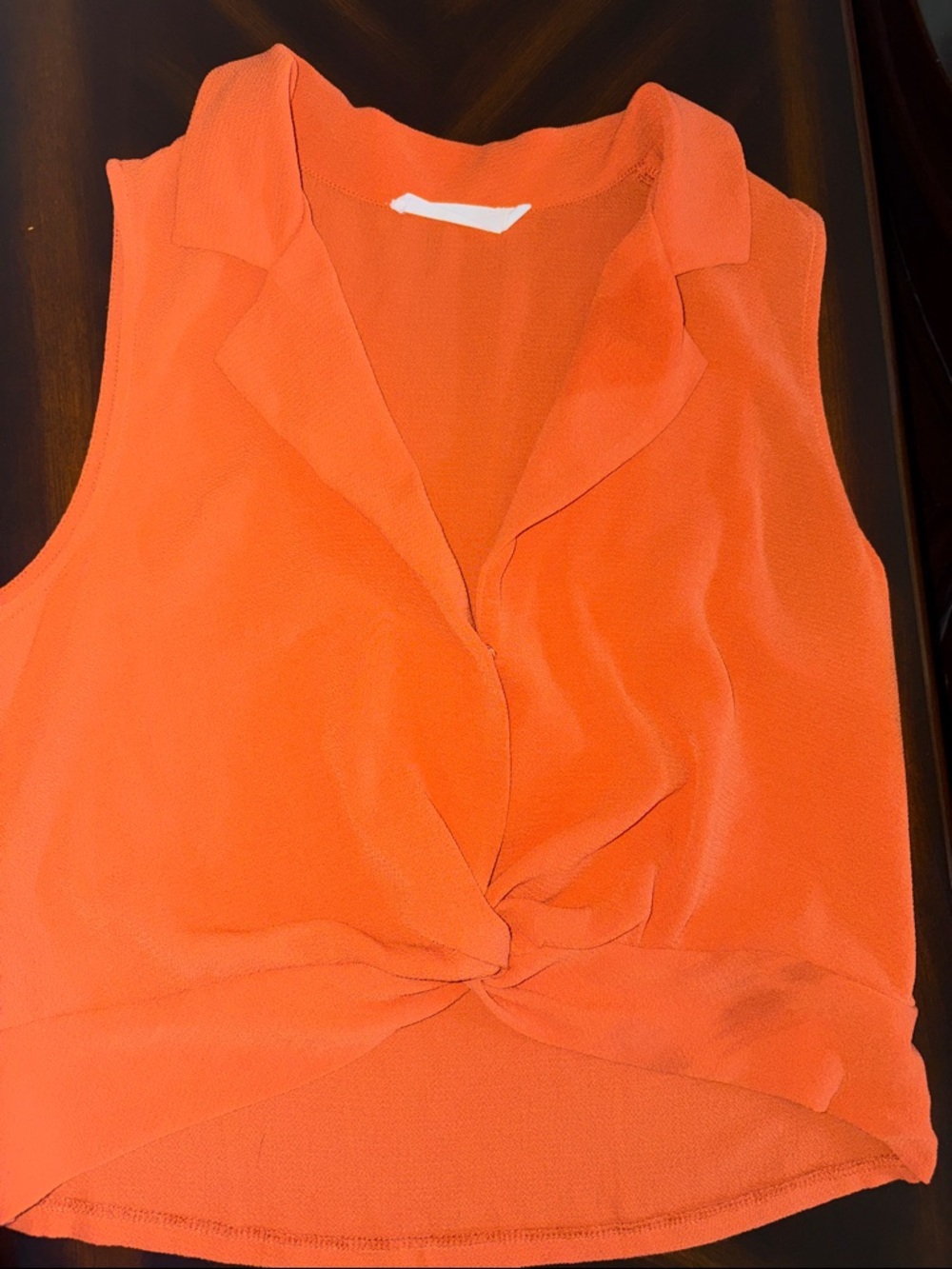 Lush Orange Twist-Front Sleeveless Camisole